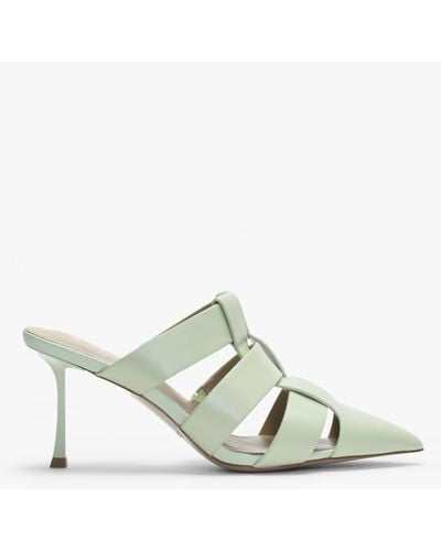 Daniel Sylvie Green Leather Pointed Toe Heeled Mules