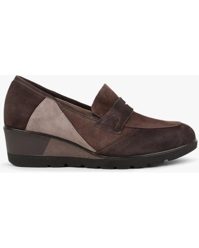 Daniel Connie Brown & Taupe Suede Wedge Loafers
