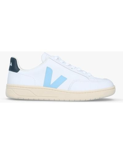 Veja V-12 Leather Extra White Steel Nautico Trainers - Blue