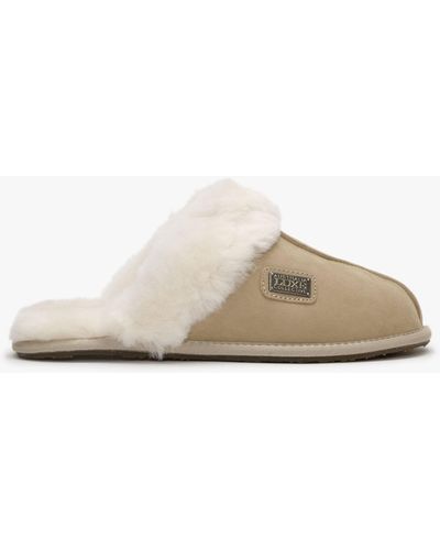 Australia Luxe Sand Double-face Sheepskin Closed Mule Slippers - Natural
