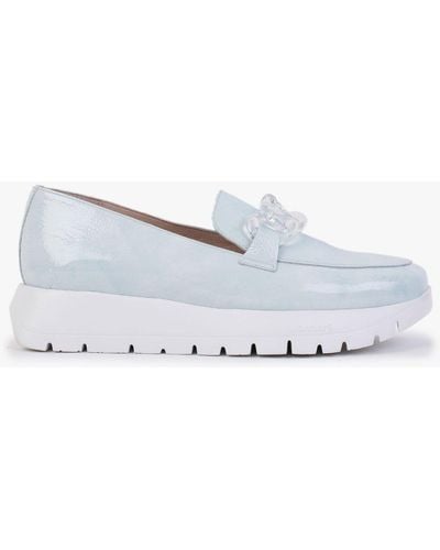 Wonders Harmonic Aloe Patent Leather Low Wedge Loafers - White