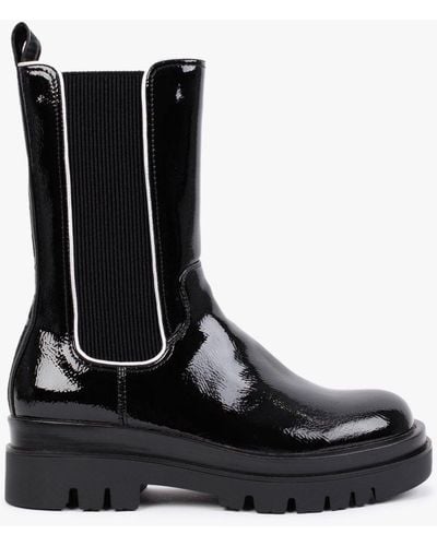 Replay Jersey Westside Black Patent Tall Chelsea Boots