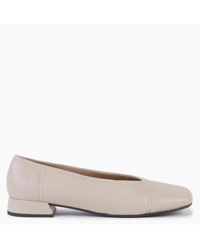 Daniel Angled Beige Leather Square Toe Court Shoes - Pink