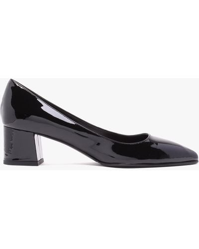 Luca Grossi Black Patent Leather Block Heel Court Shoes - White