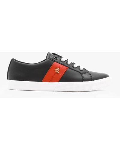 Lauren by Ralph Lauren Janson Ii Black & Red Leather Sneakers - White