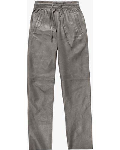 Oakwood Gift Pewter Leather Drawstring Pants - Gray
