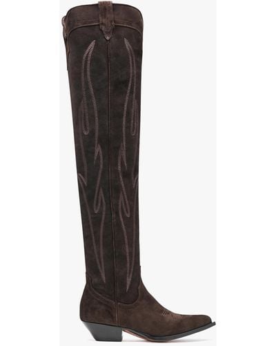 Sonora Boots Hermosa Brown Suede Western Over The Knee Boots