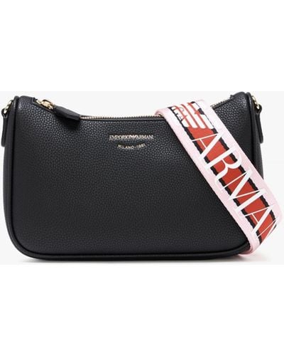 Emporio Armani Lilly Black Silver Pebbled Baguette Bag