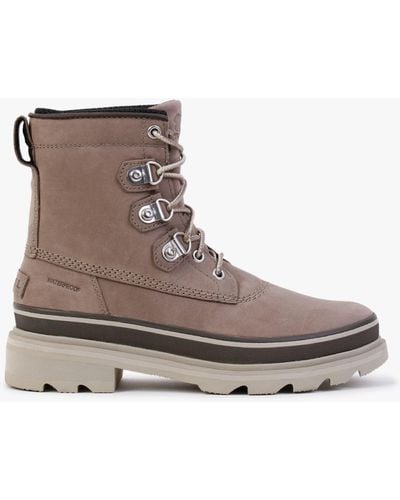 Sorel Lennox Street Omega Taupe Light Grey Leather Waterproof Boots - Brown