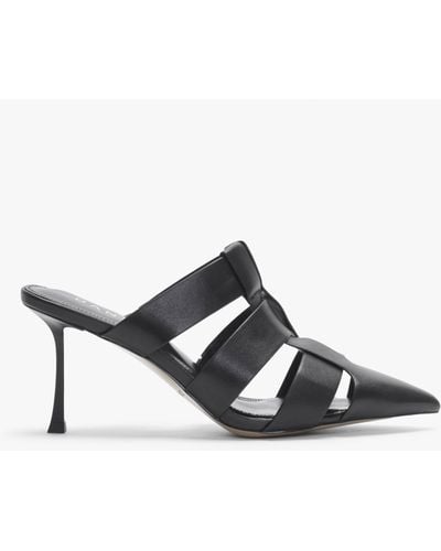 Daniel Sylvie Black Leather Pointed Toe Heeled Mules