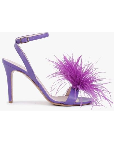 Daniel Anost Purple Leather Feather Heeled Sandals