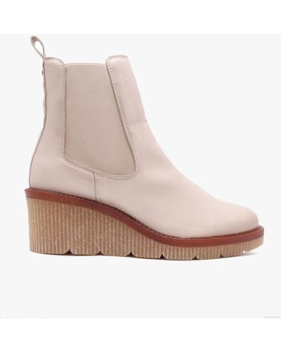 Moda In Pelle Audyn Cream Leather Wedge Ankle Boots - Natural