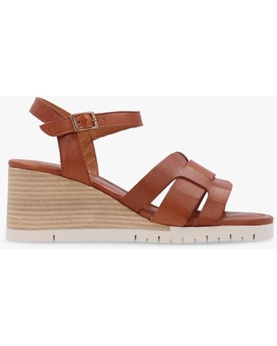 Moda In Pelle Pedie Tan Leather Wedge Sandals - Brown