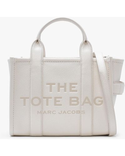 Marc Jacobs The Leather Small Cotton Silver Tote Bag - White
