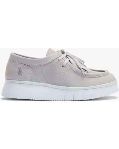 Fly London Ceza Light Grey Suede Lace Up Shoes
