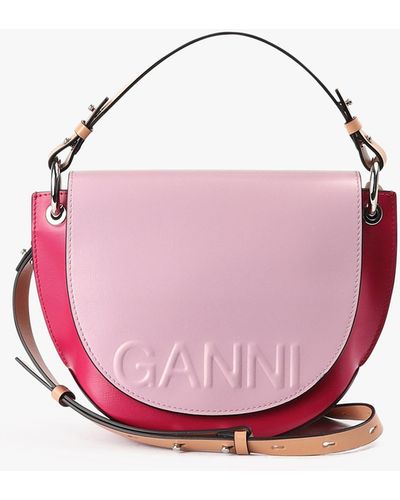 Ganni Banner Saddle Colorblock Multicoloured Crossbody Bag - Pink