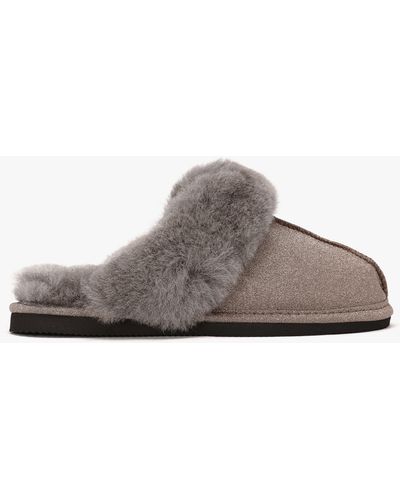 Daniel Soglit Taupe Sheepskin Slippers - Gray