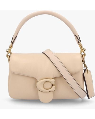 COACH Pillow Tabby 18 Ivory Leather Shoulder Bag - Natural