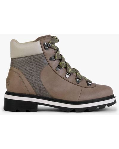 Sorel Lennox Stone Green Laurel Leaf Leather Hiker Stkd Waterproof Boots - Brown