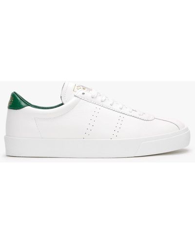 Superga 2869 Club S Crocoback White & Green Leather Sneakers