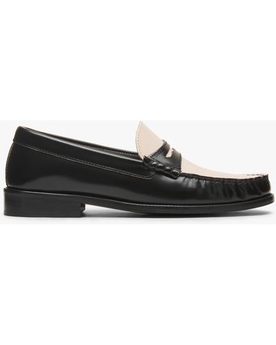 Daniel Posie Black & White Patent Leather Monochrome Loafers
