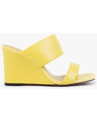 Daniel Selegant Yellow Leather Wedge Sandals
