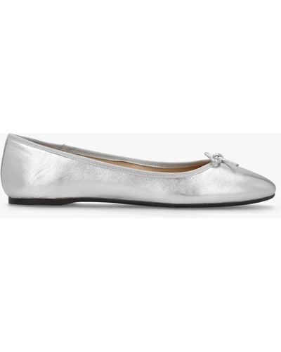 COACH Abigail Silver Metallic Leather Ballet Court Shoes - White