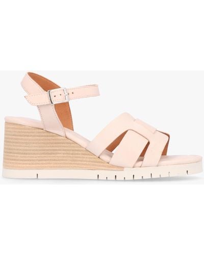 Moda In Pelle Pedie Off White Leather Wedge Sandals - Natural