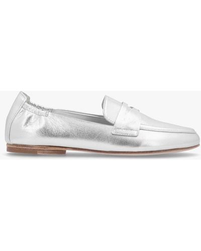 Kennel & Schmenger Billy Silver Metallic Leather Loafers - White