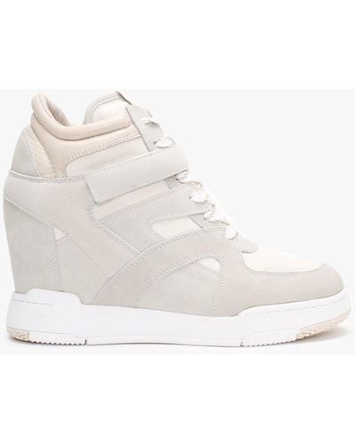 Ash Body Beige Leather & Suede Wedge Sneakers - White