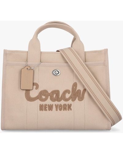 COACH Cargo 34 Logo-embroidered Detachable-strap Canvas Tote Bag - Natural