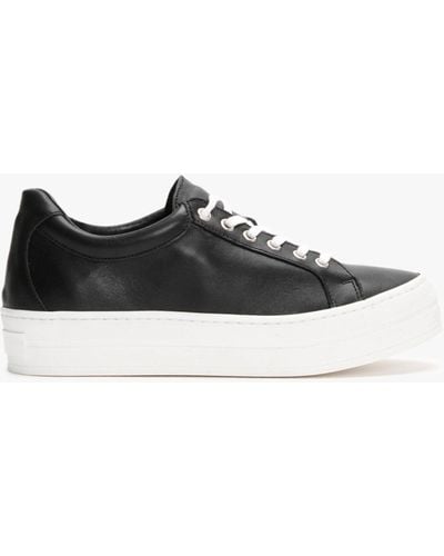 Daniel Piccadilly Circus Black Leather Flatform Trainers