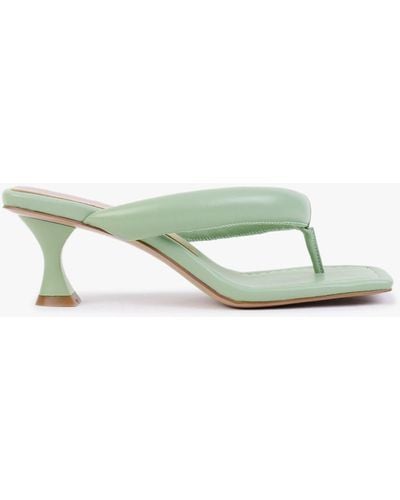 Daniel Evelyn Green Leather Pillow Strap Heeled Sandals