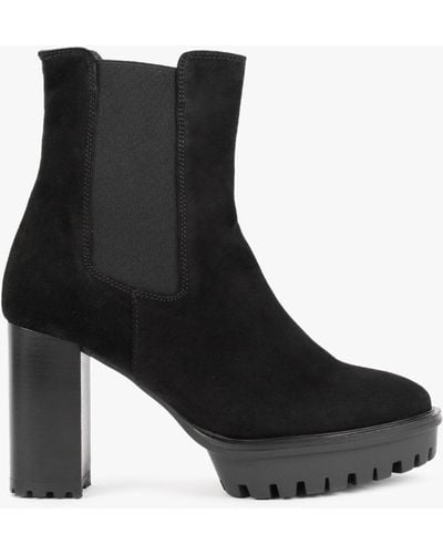 Pedro Miralles Oyster Black Suede Platform Ankle Boots