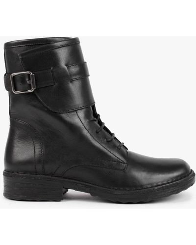 Khrio Black Leather Cuffed Ankle Boots