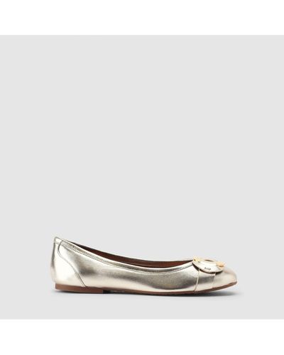See By Chloé Chany Gold Leather Flats - White