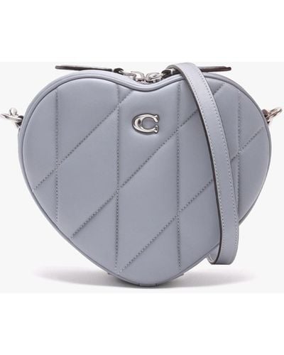COACH Heart Quilted Grey Blue Leather Cross-body Bag
