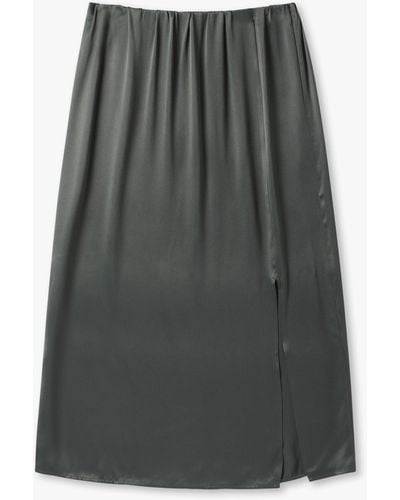 Levete Room Lroom Amira Slip Skirt With Slit - Grey