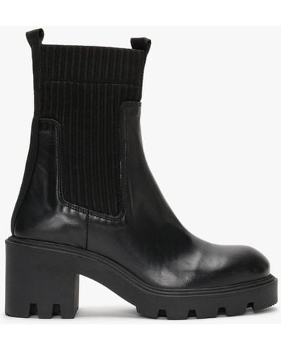 Daniel Ibby Black Leather Block Heel Chelsea Boots