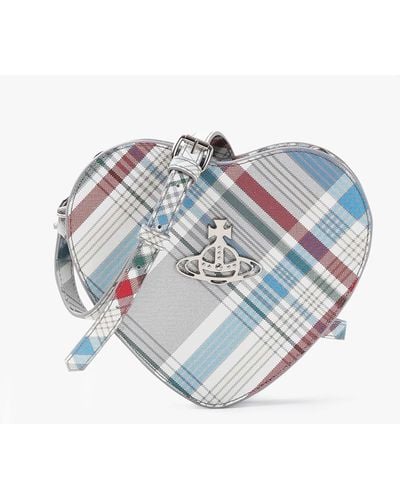 Vivienne Westwood Louise Heart Madras Check Leather Cross-body Bag - White