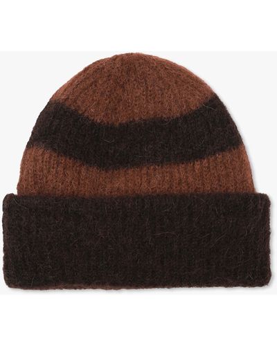 Norse Projects Nprojects Alpaca Mohair Stripe Beanie - Brown