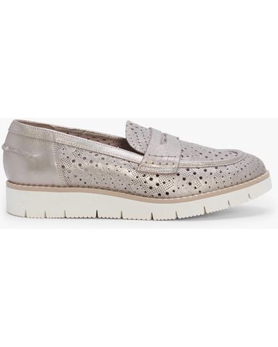 Daniel Conlo Gold Leather Laser Cut Loafers - Natural