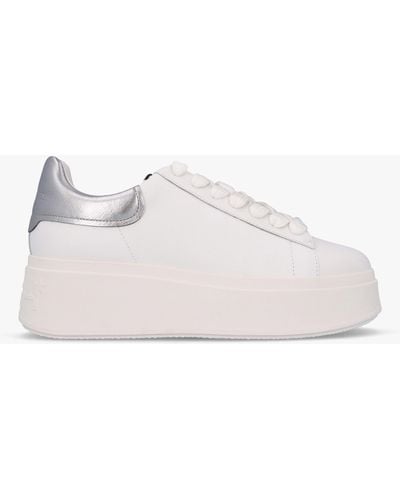 Ash Moby White Dark Silver Leather Sneakers