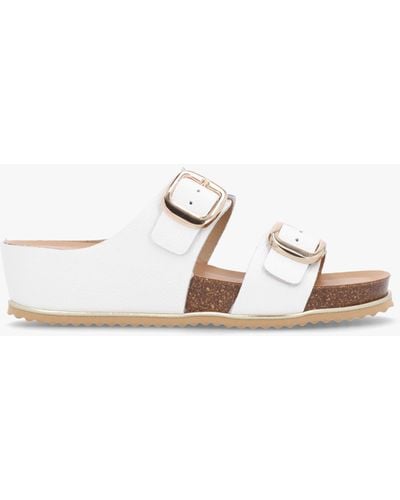 Daniel Ibuckle White Leather Two Bar Low Wedge Mules
