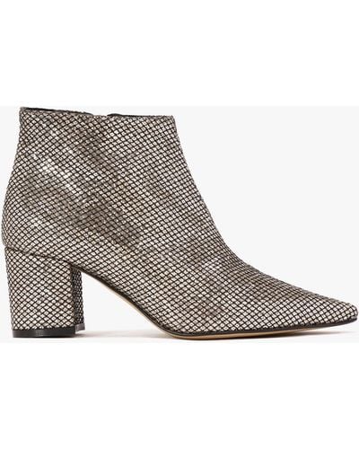 Daniel Alia Gold Metallic Glitter Block Heel Ankle Boots - Gray