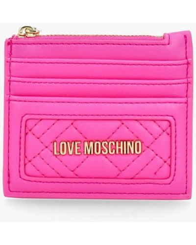 Love Moschino Diamond Quilt Fuxia Card Holder - Pink