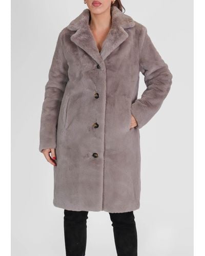 Oakwood Cyber Grey Faux Fur Coat - Brown