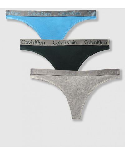 Calvin Klein Ck Tonal Logo Tape Thong Underwear 3 Pack - Blue