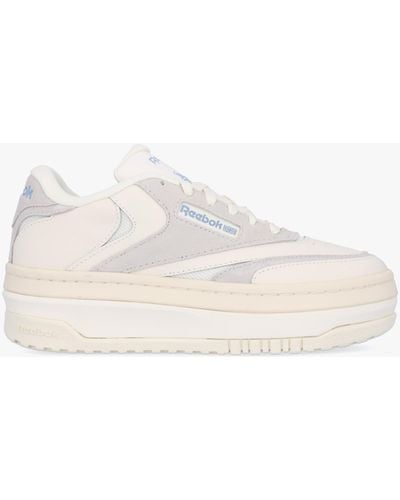 Reebok Women's Club C Extra Chalk Pure Grey 2 Vintage Blue Leather Tennis Trainers - White