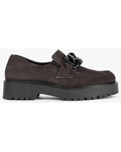 Daniel Loopy Brown Suede Chunky Loafers - Black